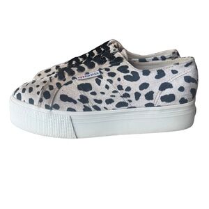 Superga 2790 Fanvelvetw Leopard Velvet Platform Sneakers Sz 9 / EU 40